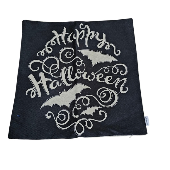 Festive Halloween Pillow Case X 2, 4th Emotion Brand, Zip Close, Black And Cream - Picture 2 of 6